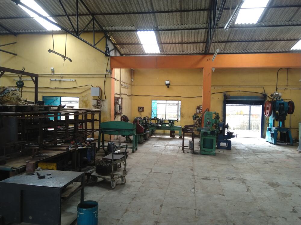 Row of production machines on the shop floor